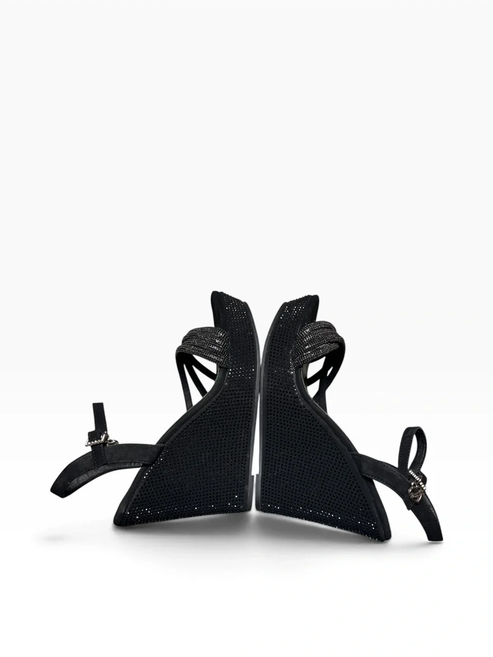 Juicy Couture Hippo black crystal wedge sandals